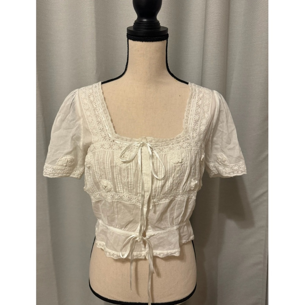 LoveShackFancy Blouse - Antique White - Size Small - $225